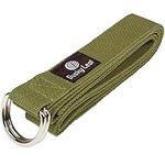 Dusky Leaf Natural Yoga Strap - 100% Cotton Yoga Strap for Stretching - Adjustable with Easy-Grip Loop - Olive Branch Green