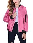 Arshiner Girls' Lightweight Springs Fall Bomber Jacket Rose Red for 13-14 Years