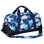 Wildkin Kids Overnighter Duffel Bags for Boys & Girls, Perfect for Early Elementary Sleepovers Duffel Bag for Kids, Carry-On Size & Ideal for School or Overnight Travel Bag (Sharks)