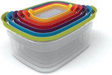 Joseph Joseph 81009 Nest Storage Plastic Food Storage Containers Set Food Saver Resuable Lunch Box Pantry Storage Microwave-Safe, 12-Piece, Multicolored