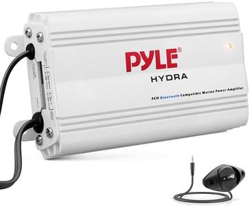 Pyle Auto 4-Channel Marine Amplifier - 200 Watt RMS 4 OHM Full Range Stereo with Wireless Bluetooth & Powerful Prime Speaker - High Crossover HD Music Audio Multi Channel System PLMRMB4CW White