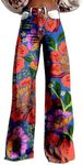 Flare Jeans for Women Vintage Wide Leg Boyfriend Baggy Stretchy High Waisted Trendy Denim Pants with Pockets Blues Small