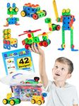 Brickyard Building Blocks STEM Toys - Educational Building Toys for Kids Ages 4-8 with 101 Pieces, Tools, Design Guide and Toy Storage Box, Gift for Boys & Girls