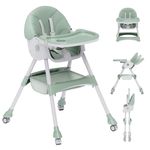 High Chairs for Babies And Toddlers, 4 in 1 Convertible Baby High Chair, Portable High Chair for Travel with Adjustable Height, Foldable HighChair With Wheels& Pu Cushion