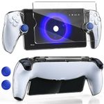 MENEEA Protective Case for PlayStation Portal Remote Player, Clear PC Cover Protector for PS Portal Controller,All-Round Non-Slip Thumb Grips Tempered Film Accessories kit for Portal Remote Player