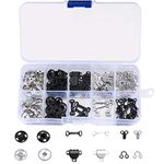 100 Pcs Sewing Hooks and Eyes Set, 3 Styles Hook and Eye Closures Sewing Snaps Kit, Fixed Snap Buttons Fasteners Set, Press Studs Snap Fasteners for Skirt, Bra, Trousers, Dress, Sewing, DIY Crafting