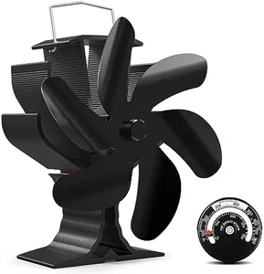 HIDALIFE Wood Stove Fan, Heat Powered Stove Fan, Heater Fan with Magnetic Thermometer, 6 Blades Wood Stove Accessories, Fireplace Fan for Pellet/Gas/Log Burner Stove