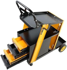 Veemuaro Welding Cart, 2 Tiers Heavy Duty 360° Rolling Welding Trolley with 4 Drawers and Tank Storage Safety Chains, Welder Cart for TIG MIG Welder and Plasma Cutter
