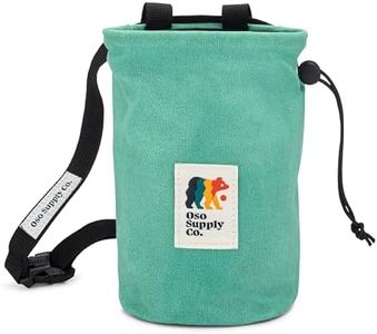 Oso Supply Co - Waxed Canvas Chalk Bag for Rock Climbing, Bouldering Chalk Bucket with Belt, Waterproof, Zippered Pocket - Perfect Rock Climbing Gear, Equipment for Indoor/Outdoors (Turquoise)