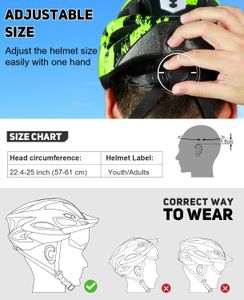 Adult Bike Helmet with LED Light, Magnetic Goggle Visor – Adjustable 57-62cm