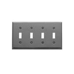 Baldwin 4772.150.CD Classic Square Beveled Edge Quad Toggle Switch Plate, Satin Nickel