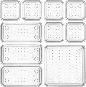 Famhap Organizer Cassetti Plastica Trasparente, Scatole Plastica Organizer con Set di 10 Pezzi, Contenitori per Cassetti Salvaspazio per Scrivania, Cucina, Bagno, Trucco