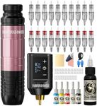 Wormhole Tattoo Gun Kit, Wireless Tattoo Machine Kit Complete Tattoo Practice Kit Rechargeable Cordless Tattoo Power Supply Portable 1500mAh with LED Digital Display for Tattooist WTK260