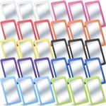 Dandat 30 Pcs Small Mirrors for Crafts Preschool Shatter Proof Plastic Mirror for Kids 6 x 4 Inches Round Corners Square Double Sided Classroom Wall Mirror DIY (Bright Colors)