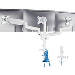 WALI Triple Monitor Mount, 3 Monitor Stand Desk Mount with Premium Gas Spring Arm for Screens up to 27 inch, VESA 75x75 or 100x100 mm (GSDM003W-U), White