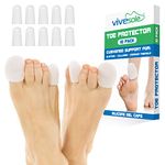 ViveSole Toe Guard (10 Pack) - Silicone Gel Tubes - Protector Cap for Feet, Women and Men - Pain Relief Cushion Pads for Blisters, Ingrown Toenails, Hammer Toes and Corns - Tubing Separator Covers