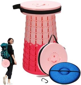 Spisces 19.7” Heavy Duty Collapsible Stool with Cushion - Portable, Foldable Camping Stool for Adults, Max Capacity 1000lbs (Pink)