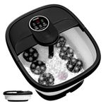 Electric Motorized Foot Spa Bath, Collapsible Foot Bath Massager with Heat, Bubble, Remote Control, 24 Motorized Rotary Shiatsu Massage Balls. Pedicure Foot Soaker Tub for Feet Stress Relief (Black)