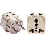 Orei India to Israel, Gaza, Palestine & More (Type H) Travel Adapter Plug - 2 in 1 - CE Certified - RoHS Compliant - 2 Pack - White Color (DB-14-2PK)