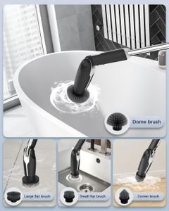 Leebein Electric Spin Scrubber – Long Handle, 8 Brush Heads, Remote Control