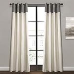 Lush Decor Milo Linen Window Curtain Panel Pair, 84" x 52", Gray & Off-White, Gray