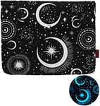 Glow in The Dark Moon and Star, Book Sleeve with Button and Extract Pocket, Book Covers for Paperback, 11 Inch X 9 Inch, Book Lovers Gifts