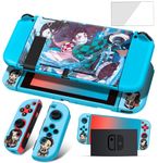 oqpa for Nintendo Switch Case Cute Kawaii Cartoon Design Cover, Fun Funny Switch Game Shell for Girls Kids Screen Protector Glass + TPU Soft Cases for Nintendo Switch (GUI Mie Men)