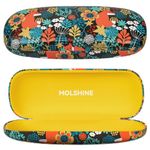 molshine Hard Shell PU Leather Glasses Case, Travel Portable Eyeglass Case for Men Women Girl Travel Study Work (Fox)