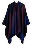 FEOYA Winter Reversible Ponchos for Women Oversized Open Front Poncho Ruana Cape Shawl Wrap