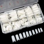 Aabbye Natural: 500Pcs Natural False Nails Tips Lady French Style Acrylic Artificial Tip Manicure with Box of 10 Sizes for Nail Art Salons and Home DIY