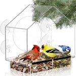 Clear Bird Feeders for Window Viewing Inside - Window Bird House Feeder with Suction Cups - Balcony Birdhouse Feeder with Tray - Easy to Use for Wildlife Lovers, Birding, Kids, Cat, & Elderly