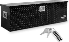 ARKSEN 49" Aluminum Diamond Plate Tool Box,Heavy Duty Waterproof Truck Storage Organizer Chest for Pick Up,Truck Bed, RV Trailer with Side Handle, Lock and Keys - Black