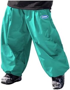 xwxwseui DOOREK Super Baggy Style Snow Pants for Men Women Insulated Ski Pants Unisex 3L Fabric Waterproof Cargo Snow Pants Fashionable Winter Cold Weather Bottoms Green