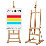 MEEDEN Art Painting Easel - Solid Beechwood H-Frame Studio Easel Stand, Artist Adjustable Floor Easel for Painting Adults, Beginner & Artists, Painter Wooden Easel Holds Canvas Art up to 48"