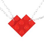 Friendship Heart Necklace set made with Building Bricks plates. Set of 2 necklaces with half a heart on each