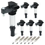 Set of 6 Ignition Coils Pack 6 Iridum Spark Plugs Compatible with Buick Enclave Allure LaCrosse Rendezvous, Cadillac CTS SRX STS, Chevy Traverse, GMC Acadia Saturn Outlook Replace UF375