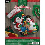 Bucilla 18-Inch Christmas Stocking Felt Applique Kit, 86658 Santa and Snowman