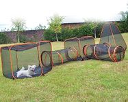 6-in-1 Outdoor Cat Enclosures, Portable Pop Up Mesh Tents, Playpen Play Tunnels Outside Pet DIY in Multiple Ways Pets Playhouse for Large Cats Rabbits Ferrets Small Animals