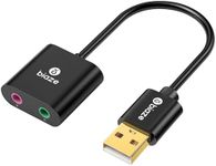 USB to 3.5mm Jack Audio Adapter External Sound Card with 3.5mm Headphone and Microphone TRS Jack to USB Compatible with Windows, Laptops, Desktops Windows, MAC, Linux, PC, PS5, PS4