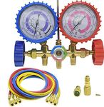 LEIMO AC Diagnostic Manifold Freon Gauge Set Air Conditioning Tool for R410A R22 R404 Refrigerant Charging,1/4" Thread Hose Set 60" with 2 Quick Coupler