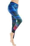 COOLOMG Women's Yoga Running Pants Printed Compression Leggings Workout Tights Hidden Pocket Color Line X-Large