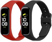 kwmobile Straps Compatible with Samsung Galaxy Fit 2 Straps - 2x Replacement Silicone Watch Bands - Black/Red