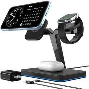 Wireless Charger with MagSafe, 3-in-1 Charging Station for Apple Devices, Magnetic Stand for iPhone 16/15/14/13/12 Series, iWatch Ultra/SE/10/9/8/7/6/5/4/3/2 Series, AirPods 4/3/Pro/2