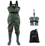 GREENWATER Fishing Chest Waders for Men Women with Boots Waterproof 2ply Nylon PVC Lightweight Bootfoot Waders for Hunting (Green, M7/W9)