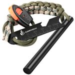 Clwryviduu Ferro Rod for Campfires, 4 Inch Magnesium Fire Starter 3rd Generation, Fire Starters for Hiking Survival, Ferro Rod fire Starter with Paracord and Emergency Whistle