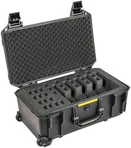 Pelican Vault v525 Pistol Case Hard Shell - 5 Gun Pistol and 28 Magazine Pre-Cut Foam Gun Case - TSA approved lockable (Black)