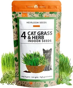 HOME GROWN 3200+ Cat Grass Seeds - Catnip Seeds, Alfalfa Seeds, Oat Seeds, and Oat & Barley Mix - Grow Cat Grass for Indoor Cats - Cat Grass Seeds Bulk - Refill Cat Growing Grass Kit