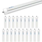 LUMINOSUM T8/T10/T12 LED Tube Light 8 Foot 40W, 80W Equivalent, Single Pin FA8 Base, Dual-End Power Ballast Bypass, Clear Cover, Cool White 6000k, Fluorescent Tube Replacement, ETL Certified, 20-Pack