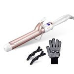 CkeyiN Curling Wands 32mm, Curling Irons for Long&Short Hair with Glove 80 ℃ ~ 230 ℃ Adjustable,Automatic Shut-Down,LCD Screen