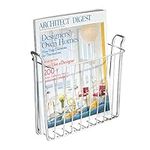 iDesign Magazine Rack Wall Mounted, Small Metal Magazine Holder for Bathroom, Toilet and More, Practical Storage Solution for Magazines and Newspapers, Silver